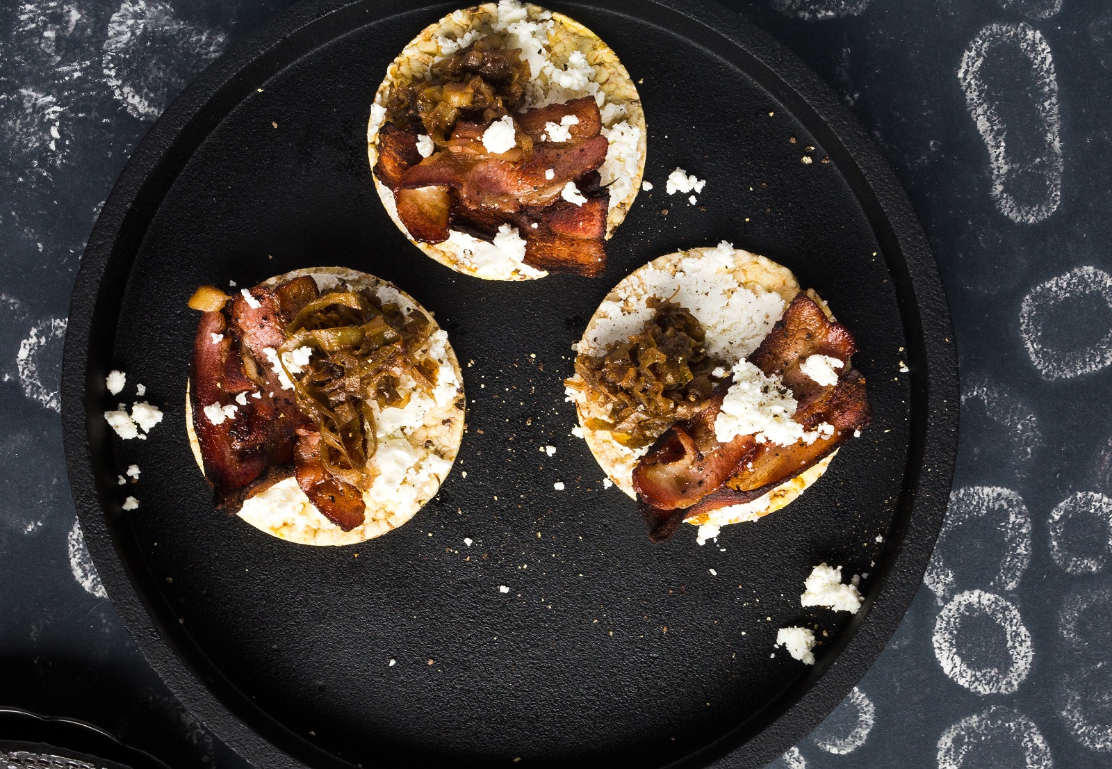 caramelised leek, bacon & goats cheese on Corn Thins for dinner