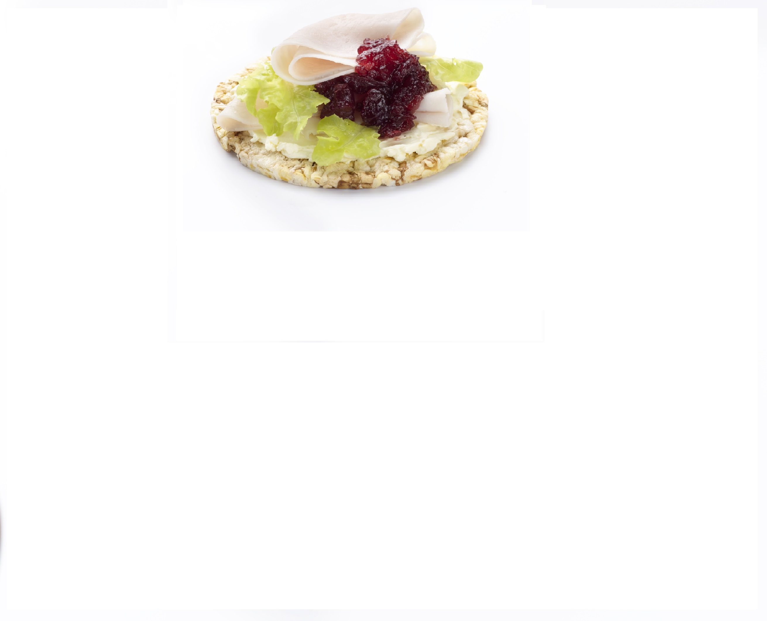 Quick lunch of creamed cheese, turkey & cranberry on Corn Thins slices