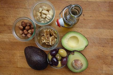 Good fats, avocado, nuts, olive oil