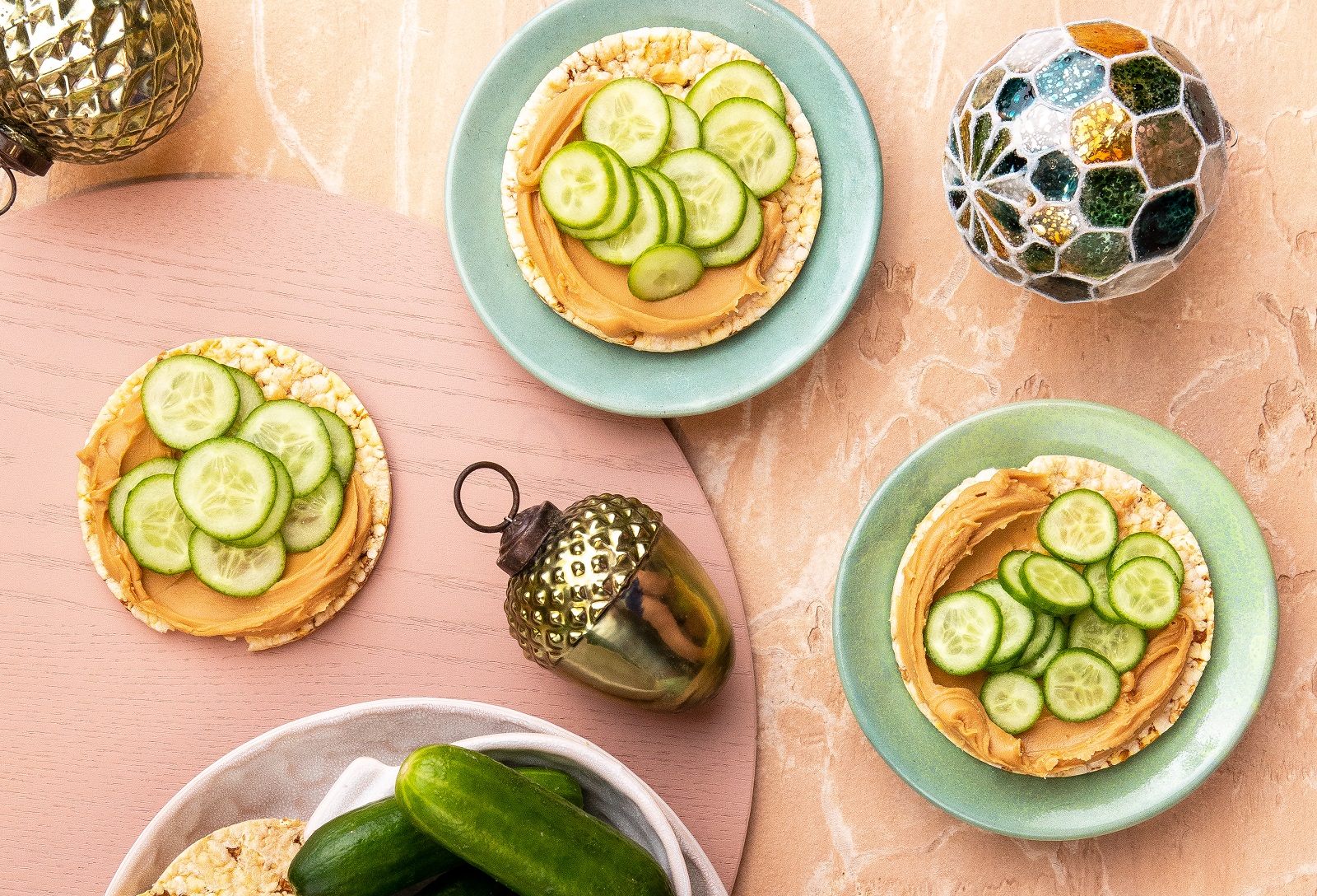Peanut Butter & Cucumber on CORN THINS slices